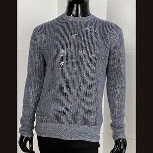 All Saints Silver Grey Gray Open Weave Long Sleeve Knit Summer Sweater Sz Large